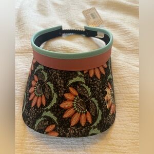 Floral Patterned Visor with Pink and Teal Accents